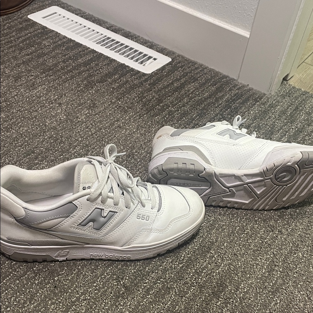 New Balance Women’s Gray and White 550 Sneakers